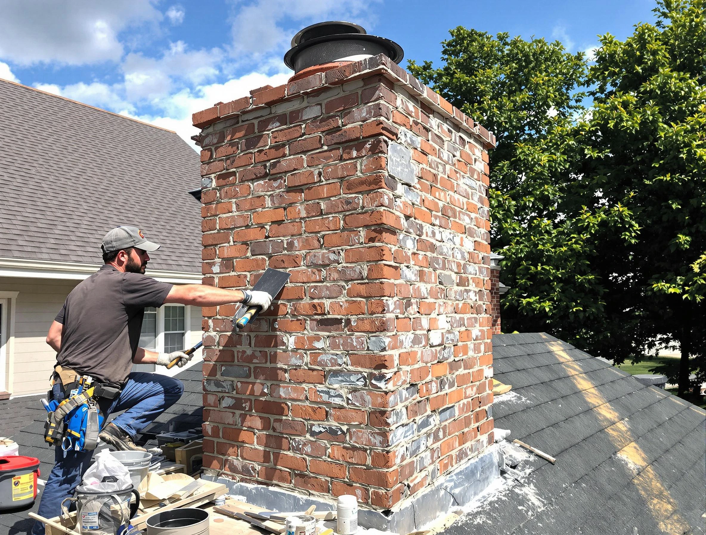 Completed chimney rebuild by Sayreville Chimney Sweep in Sayreville, NJ