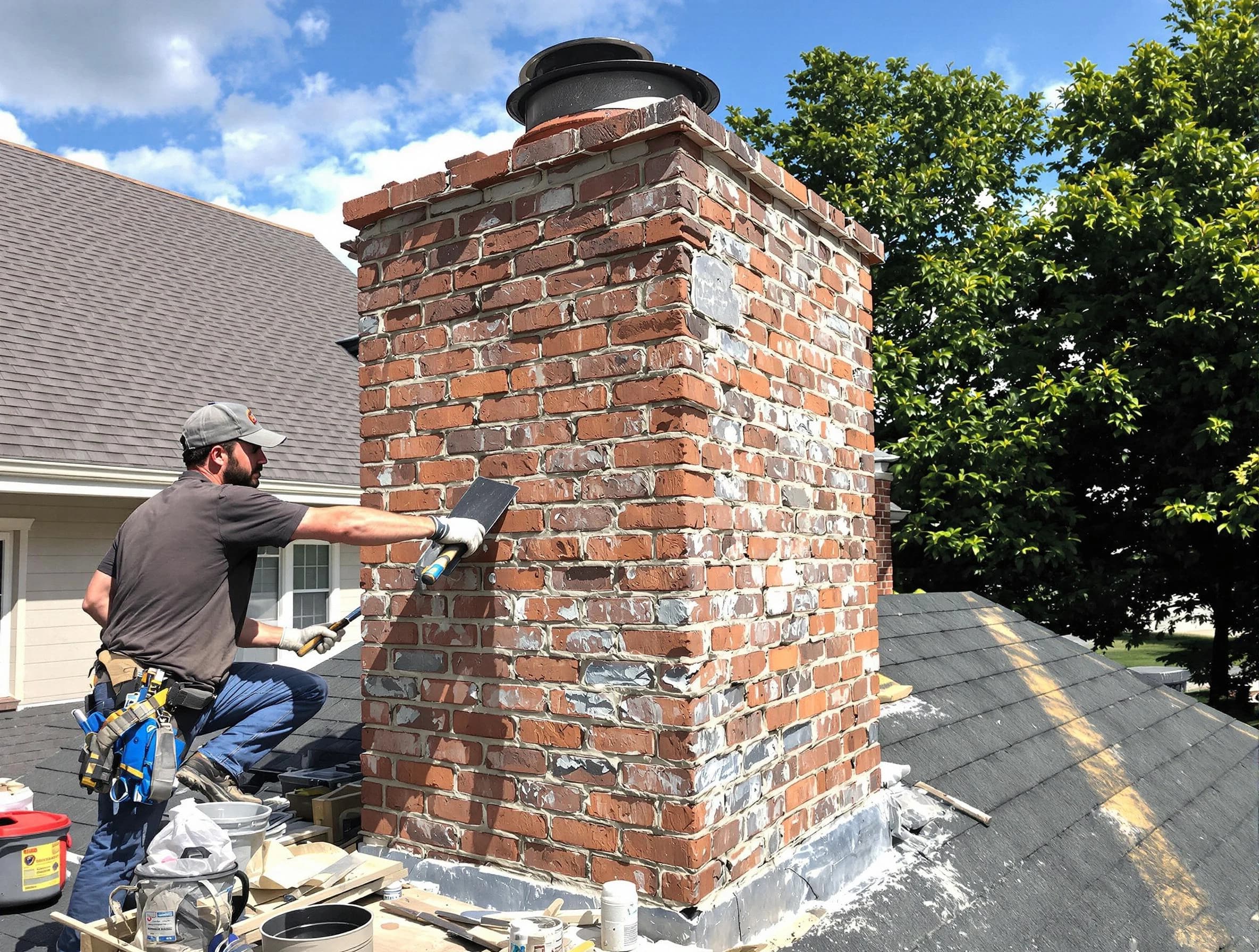 Completed chimney rebuild by Sayreville Chimney Sweep in Sayreville, NJ